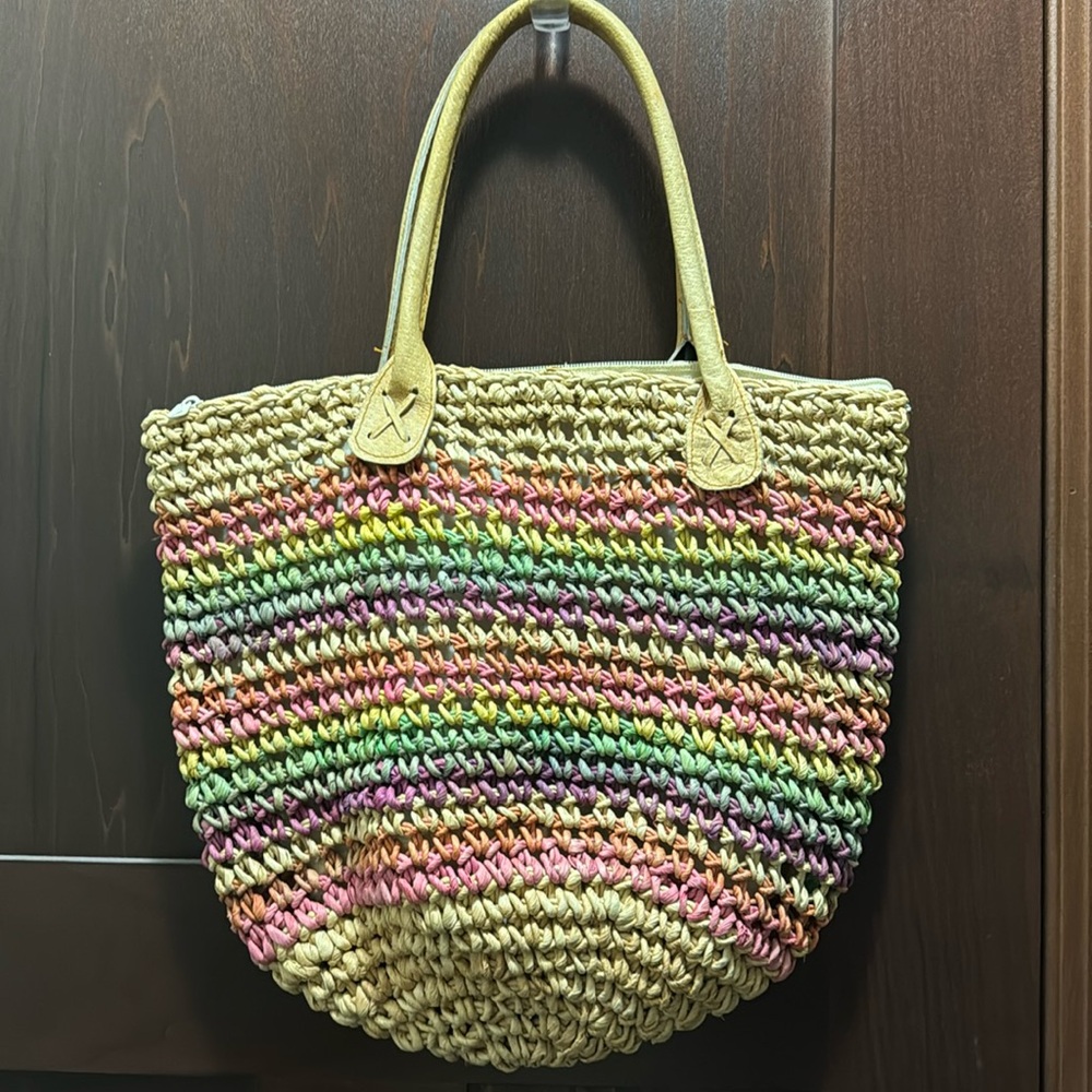 Y2K Vintage Rainbow Straw Wicker Bag - Women’s Purse